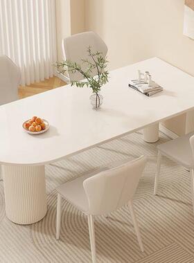 法式餐奶油桌椅组合餐桌小户型家岛一体现MIQ代简用约台宅寂风餐