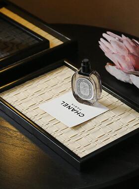 现代家居商务皮革首饰收纳盒托盘样板间样品屋展示中心书房纸巾盒