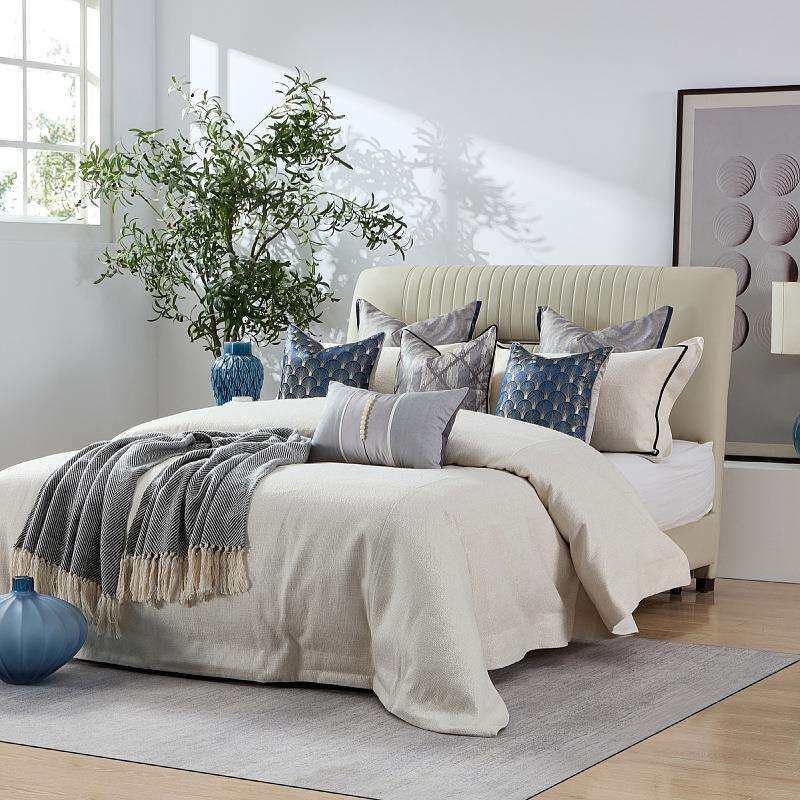 代新中式家具展厅配套床上用品件套多样板房间楼现轻奢盘床品LW-X