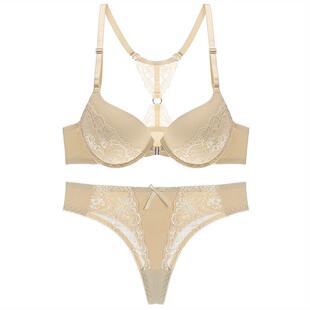 Sexy bra suit lace front button underwear with panties文胸女