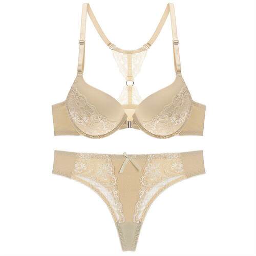 Sexy bra suit lace front button underwear with panties文胸女