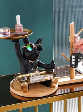 树脂法斗犬摆件钥轻玄关奢匙收纳装饰潮品摆设539创意玩乔迁新居