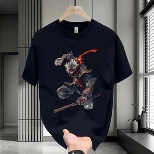 百搭宽松休闲街头个性 国潮T恤高端棉短袖 新款 夏季 圆领上衣 男装