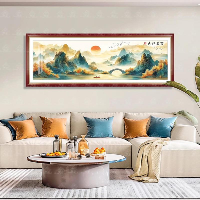 [进口棉布]爱阁十字绣万里江山中式大幅山水风景画手工线