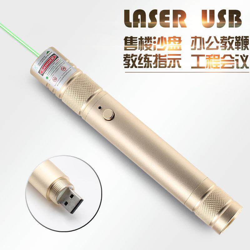 USB激光充电手电筒绿激光指示器售楼专用绿光红光指读棒激光笔