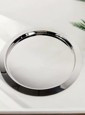 圆简约不锈银色镜面钢间形托盘收纳盘样板客厅茶几桌面饰品8293摆