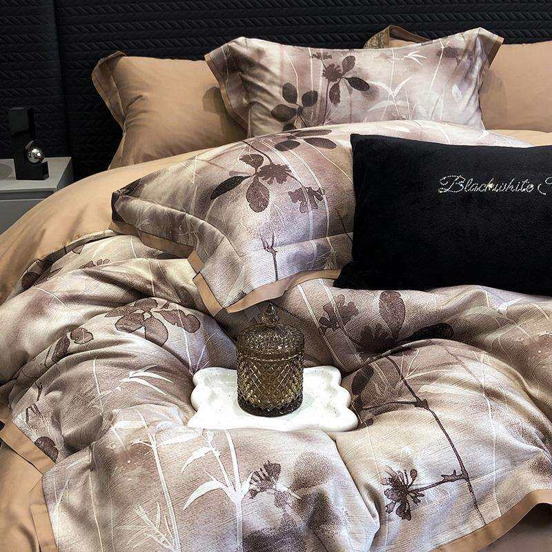 高支天丝棉磨毛柔软四件套秋冬加厚保暖数码印花被套床单床上用品