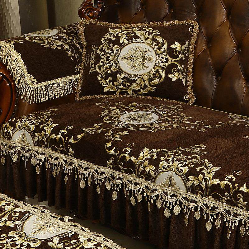 欧式沙发垫四季通用靠背巾盖布简约现代轻奢风防滑皮沙发套罩