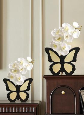 法式中古风蝴蝶花瓶摆件现代高级感客厅电视玄关柜家居小众装饰品