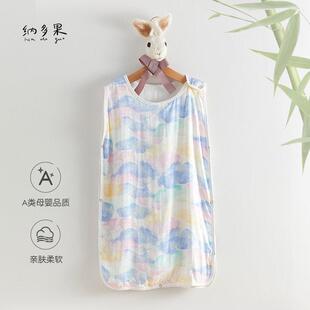 纳多果宝宝睡袋纱布睡衣无袖背心新生儿童睡觉防踢被婴儿春季薄款