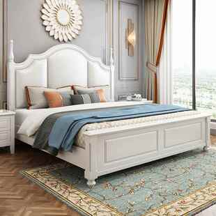 床现代约高箱 软靠木床轻公主床1奢.8m双人床白色欧式 美式 物实625