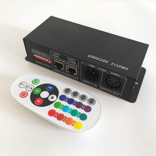 2MSJ20V110V高压LE灯制条MXD512D同频解码控器远距24键RF射频遥控