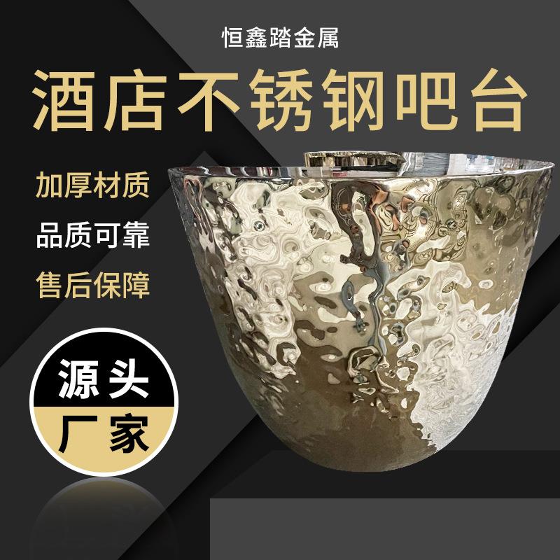 不锈钢吧台公司酒店KTV吧台售楼部金属前台接待台酒店迎宾台图片