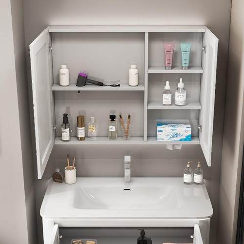 智能一体挂墙太空铝浴室镜柜卫生间阳台储物箱挂壁柜防潮带置物镜