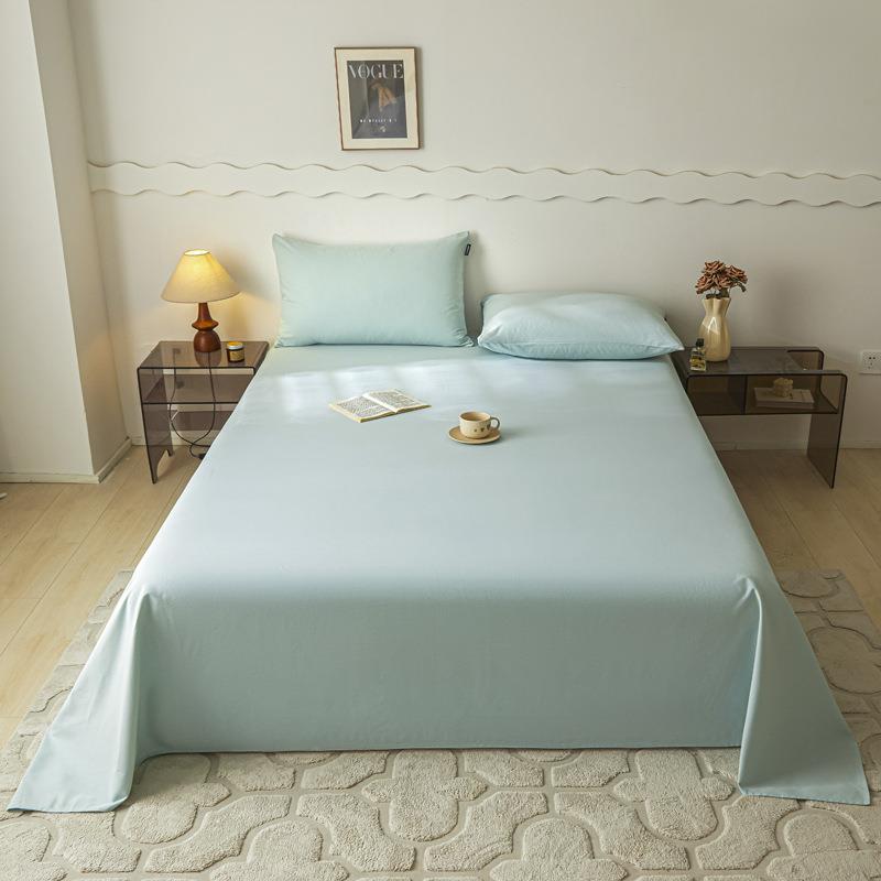 秋冬纯棉磨毛加厚床单单件100全棉纯色宿舍被单床笠罩枕套三件套