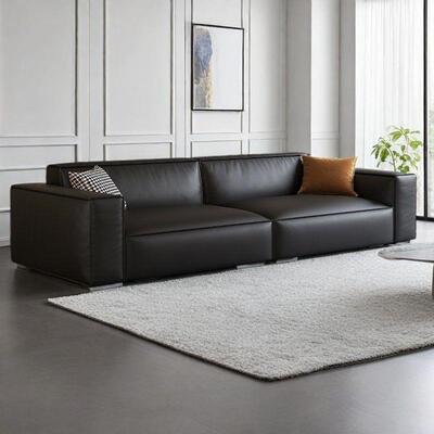 意式客厅猫抓皮沙发小型CSI双户三出四位直排租房方人块科技布沙