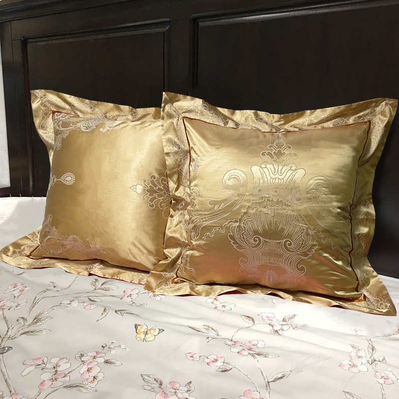 床头靠垫60x60大靠背欧式全棉贡缎提花婚庆大红抱枕套靠枕套一对