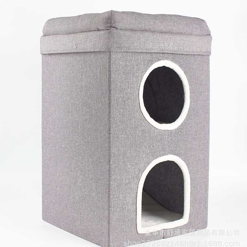 四季通用双层猫窝冬季保暖大号可折叠收纳猫笼宠物猫抓板立体