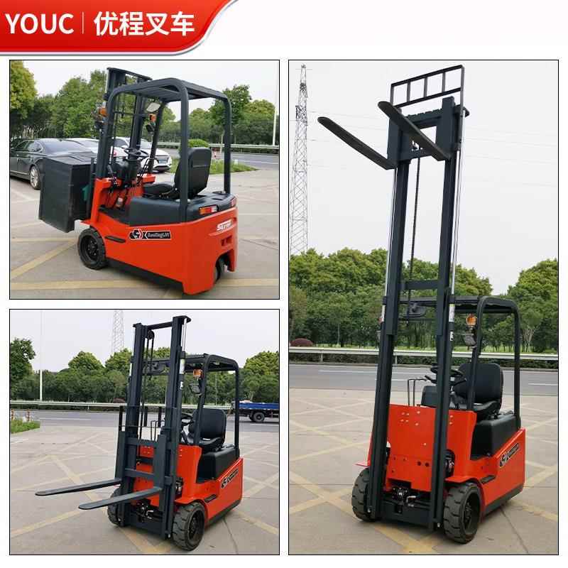 优程1.CPDB15吨5三支轮平衡重全电点动堆高车2吨三电动叉车装卸叉
