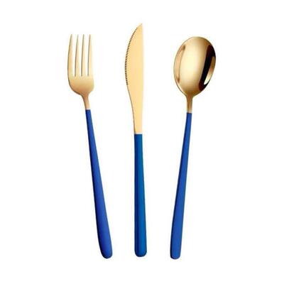 Knife, fork and spoon set of three steak plates cutlery