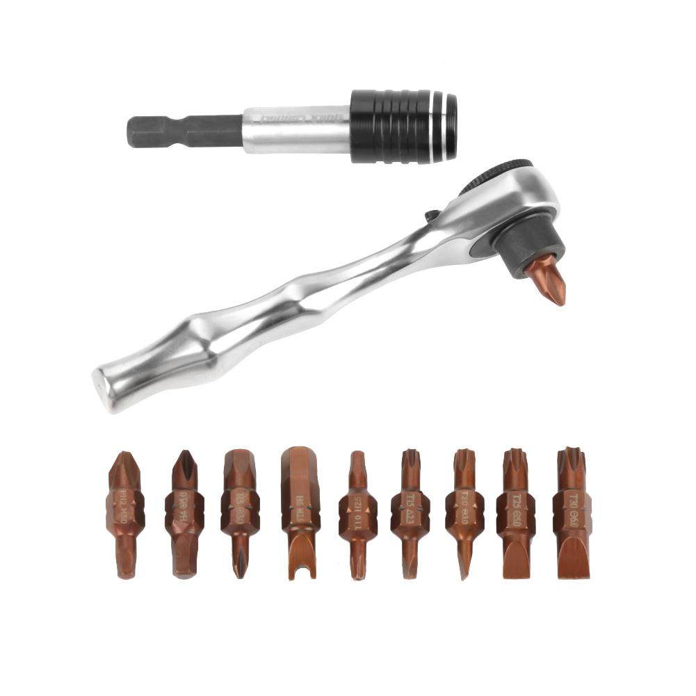 便携迷你1/4棘轮扳手螺丝批组套两用小螺丝批组合快速扳手套装