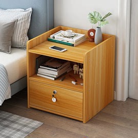 床头柜简约现代简易小型家用带锁收纳柜子储物柜置物架卧室迷你柜
