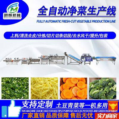 自HUF动菠菜芹清洗机菜豆片土酸菜加设备全套净菜工预制菜生产线