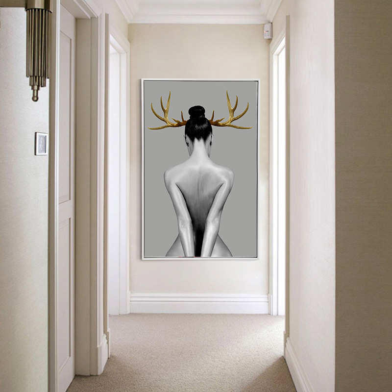 现代北欧风装饰画人物摄影时尚家居挂画卧室壁画美容美体店发廊画图片