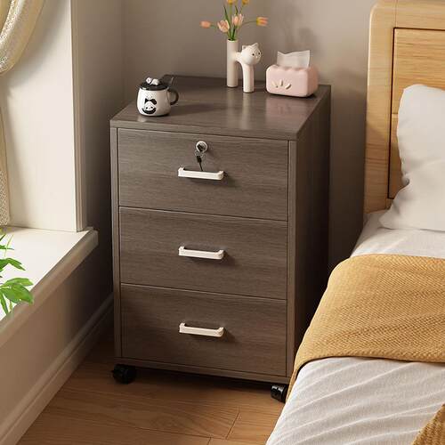 床头柜2024新款小型带锁简约现代置物架小柜子收纳柜床边收纳柜子