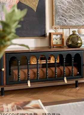 法实柜木复式古茶几电视柜黑色VEI美物式小户型客厅落地储古风家
