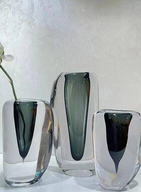 现代轻奢超厚琉璃花瓶摆件极简客厅样板间电视柜艺术插花花器装饰