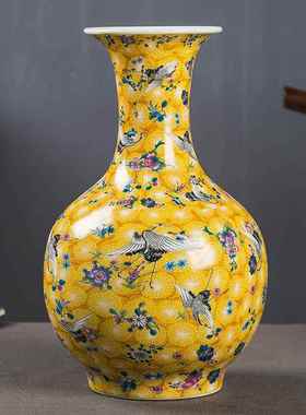 景德镇陶瓷器仿古粉彩夜光花瓶现代中式玄关客厅电视柜装饰品摆件