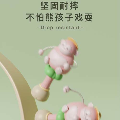 儿童大猩猩拨浪鼓玩具新o生婴儿可啃咬手摇铃硅胶0-3-6-12个月宝A