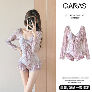 碎花遮肚显瘦泳衣 泡ins高级感泳装 连体款 泳衣女保守长袖