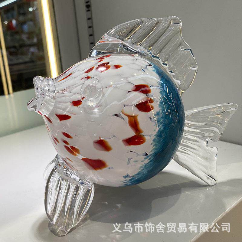 轻奢简约水晶琉璃鱼摆件客厅电视柜卧室玄关样板房玻璃装饰品摆件