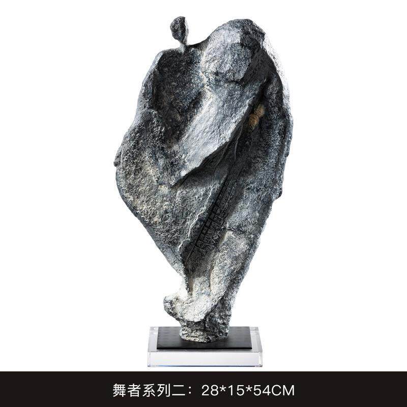 侘寂风样板间玄关博古架树脂手工家居装饰工艺品人物雕塑复古摆件