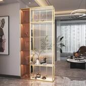北欧客厅玄关鞋 柜一体铁艺装 饰墙置物架轻奢入户进门玻璃屏风隔断