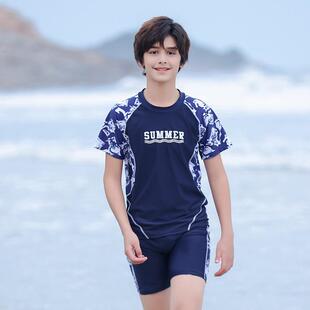 2023男童中大童大码学生分体泳装胖童青少年男孩泳裤儿童泳衣