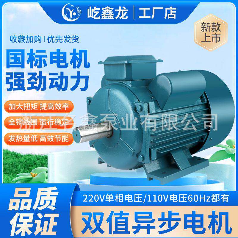 国标单相电动机220v大功率5w7.5w纯铜电机大马力110v大功率电机