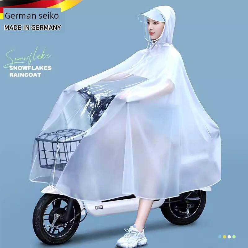德国雨衣电动雨披电瓶车女式长防雨单人自行车专用透明成人自行车