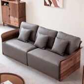 北欧全实木沙发黑胡桃木家用客厅沙发组合现代简约原木家具高靠背