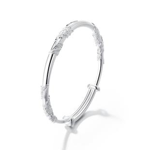 高档cle款ct珂实里连理枝银手镯女纯银99镯9足银子母亲节礼物用送