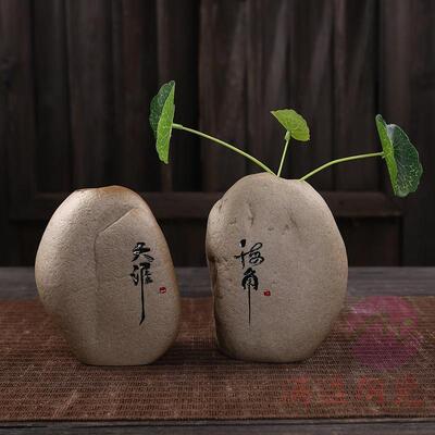 商酒场盟店福寿安康花山瓶粗陶陶瓷家居摆设海誓花器供应