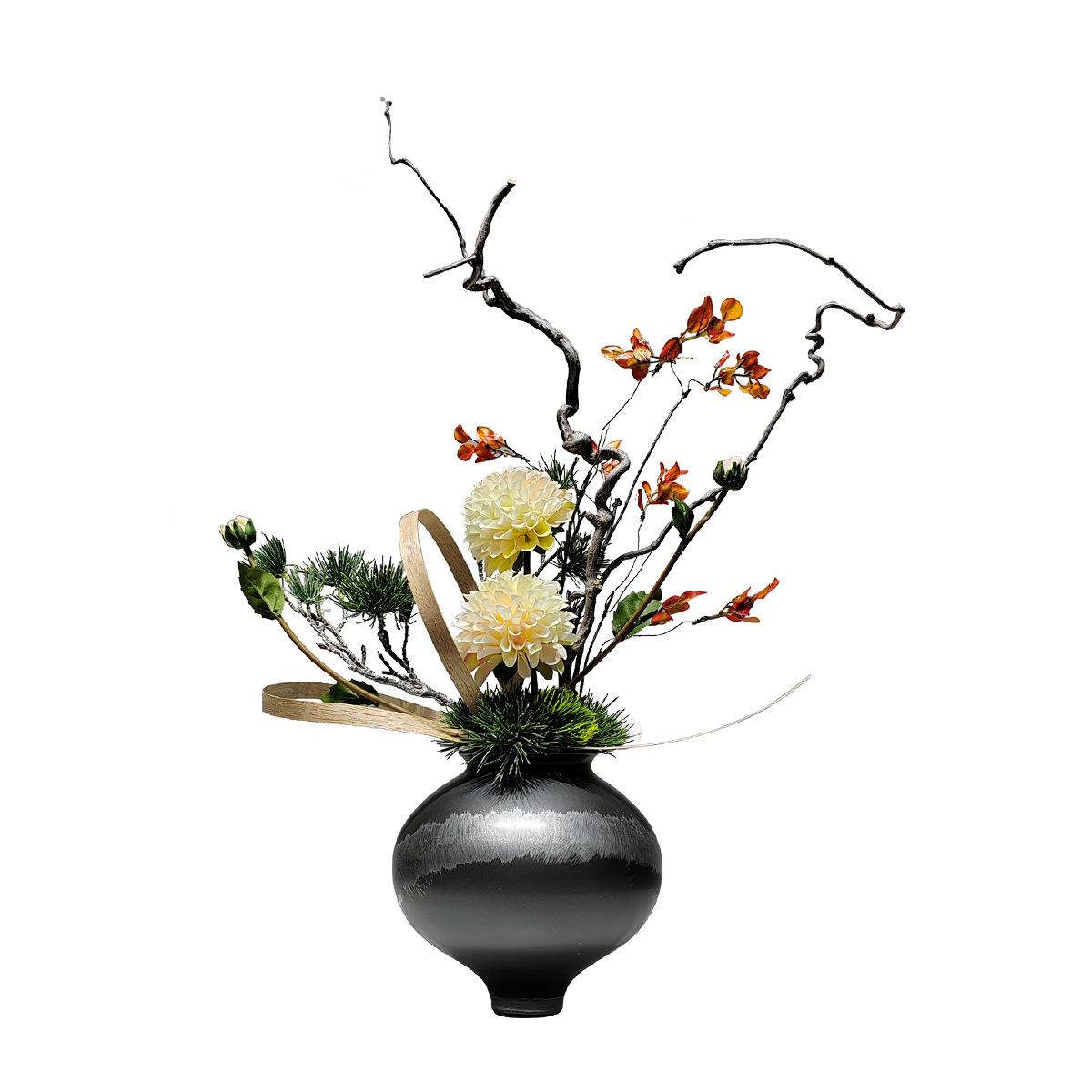 新中式样板房花艺摆件现代客厅茶几假花仿真盆景酒店售楼部装饰品