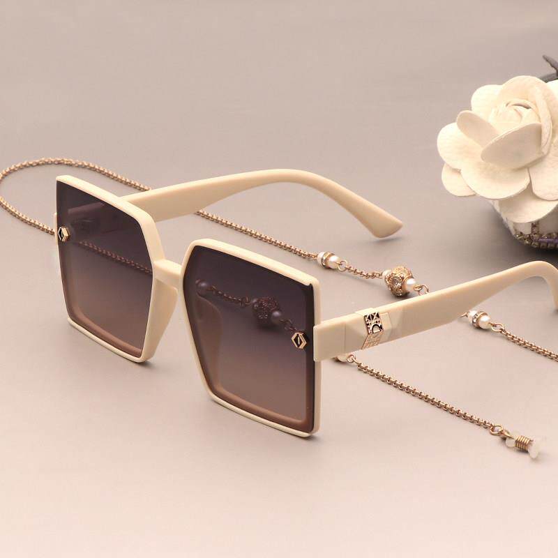 时尚白色大框太阳眼镜女防晒方形开 车专用偏光太阳镜显脸小眼镜