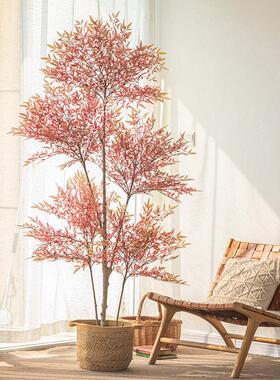 北欧ins风彷真植物盆栽南天竹客厅室内大型装饰造景假绿植盆景