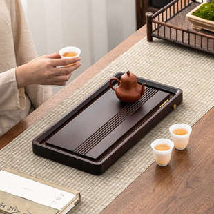 家用茶盘功夫茶具干泡盘长方形茶台排水式 重竹茶盘日式 托盘大号