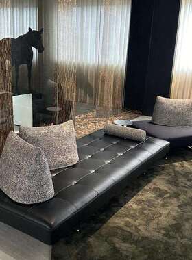 意式牛角prado写意空间双面坐布艺沙发客厅无扶手直排沙发设计师