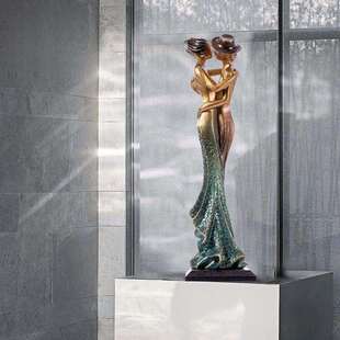 新款现代抽象塑客厅玄关电视柜摆件轻奢高档细长型艺术装饰品可∑