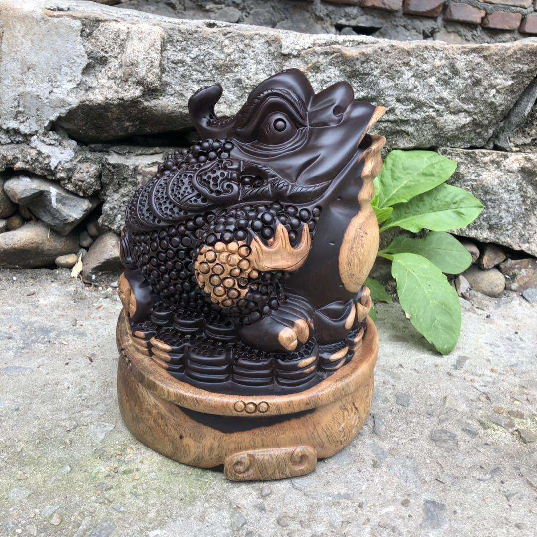黑檀木金蟾摆件 手工雕刻工艺品家居装饰摆件直播货源木雕/根雕万